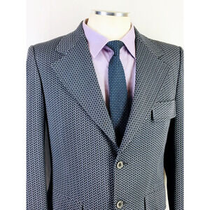 38S Curlee USA Mens 1970s 2 Button Blazer Sport Coat Jacket Pencil Gray